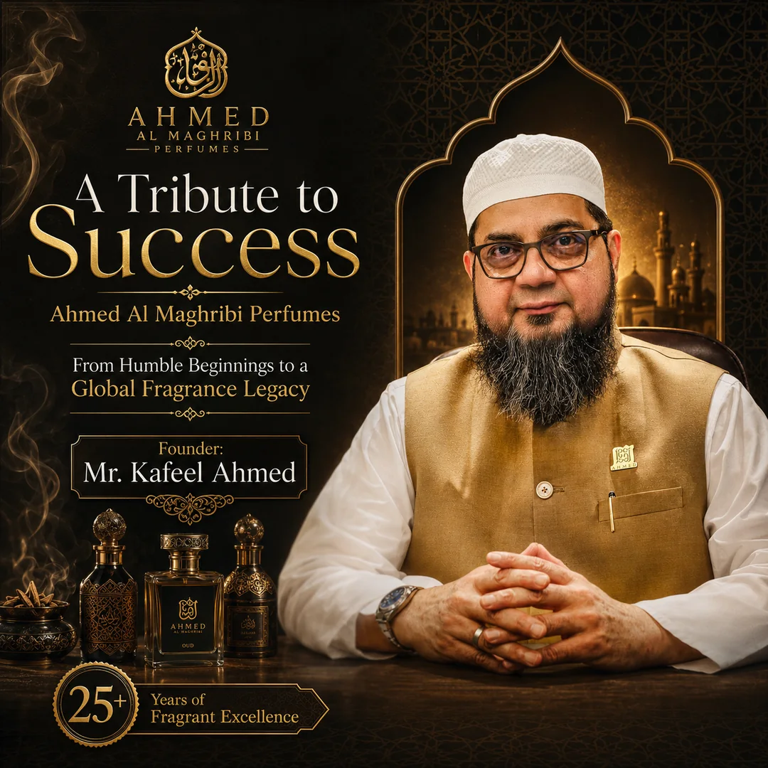 Tribute artwork for Mr. Kafeel Ahmed and Ahmed Al Maghribi Perfumes